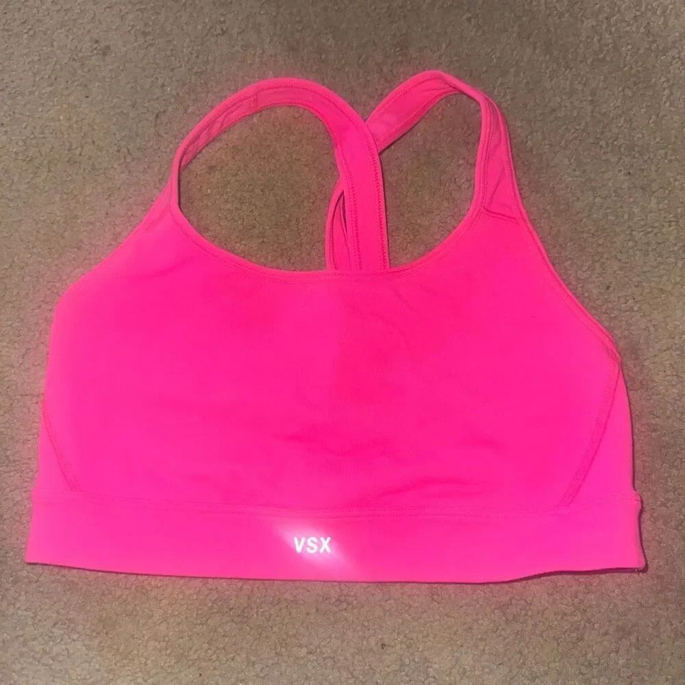 VSX The Player M cross back strappy Barbiecore pink sports bra